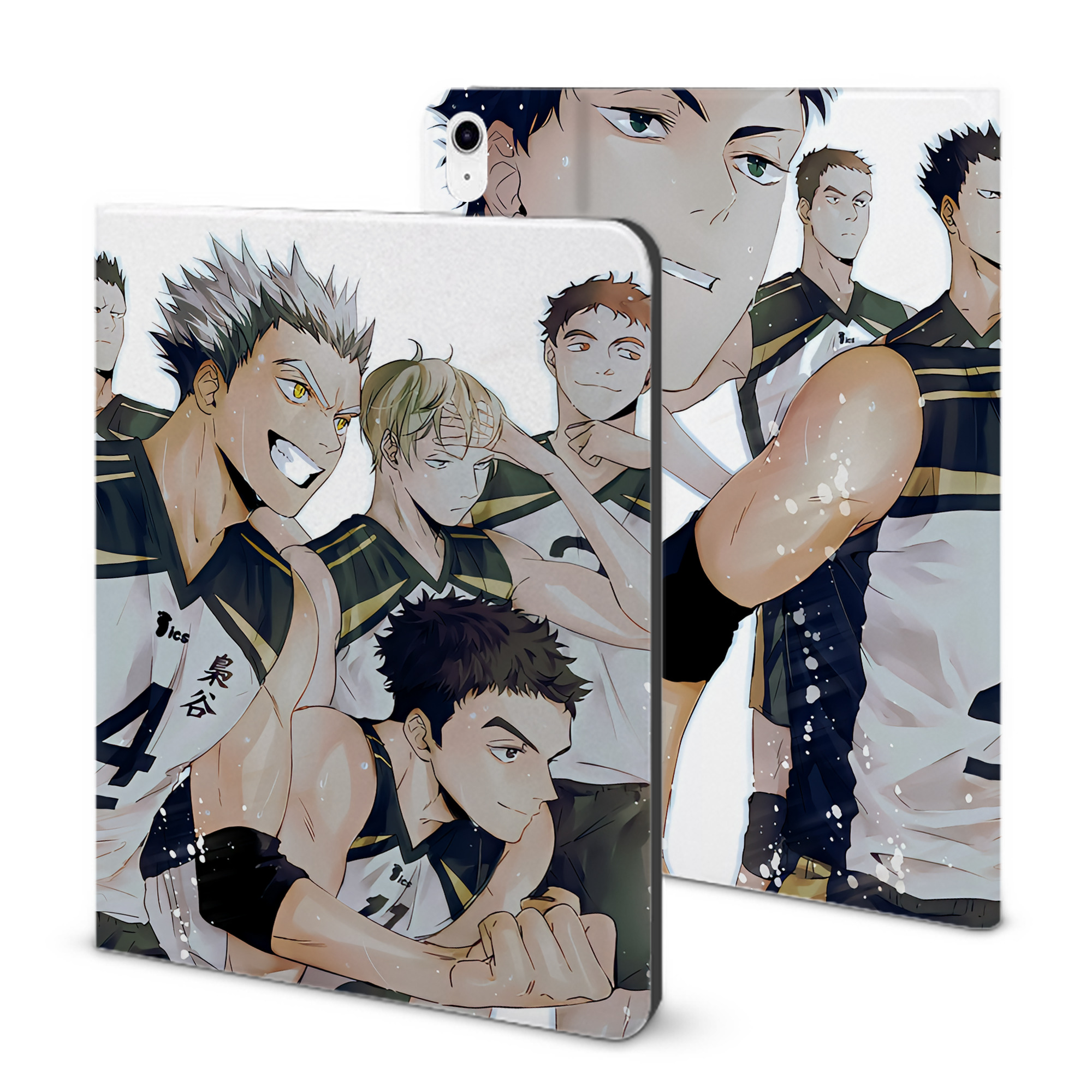 （画像用） ハイキュー!! Haikyu!! IPad ケース ブック型 PUレザー TPU 耐衝撃 軽量 薄型 ペン収納なし 全面保護 IPad 各モデル対応